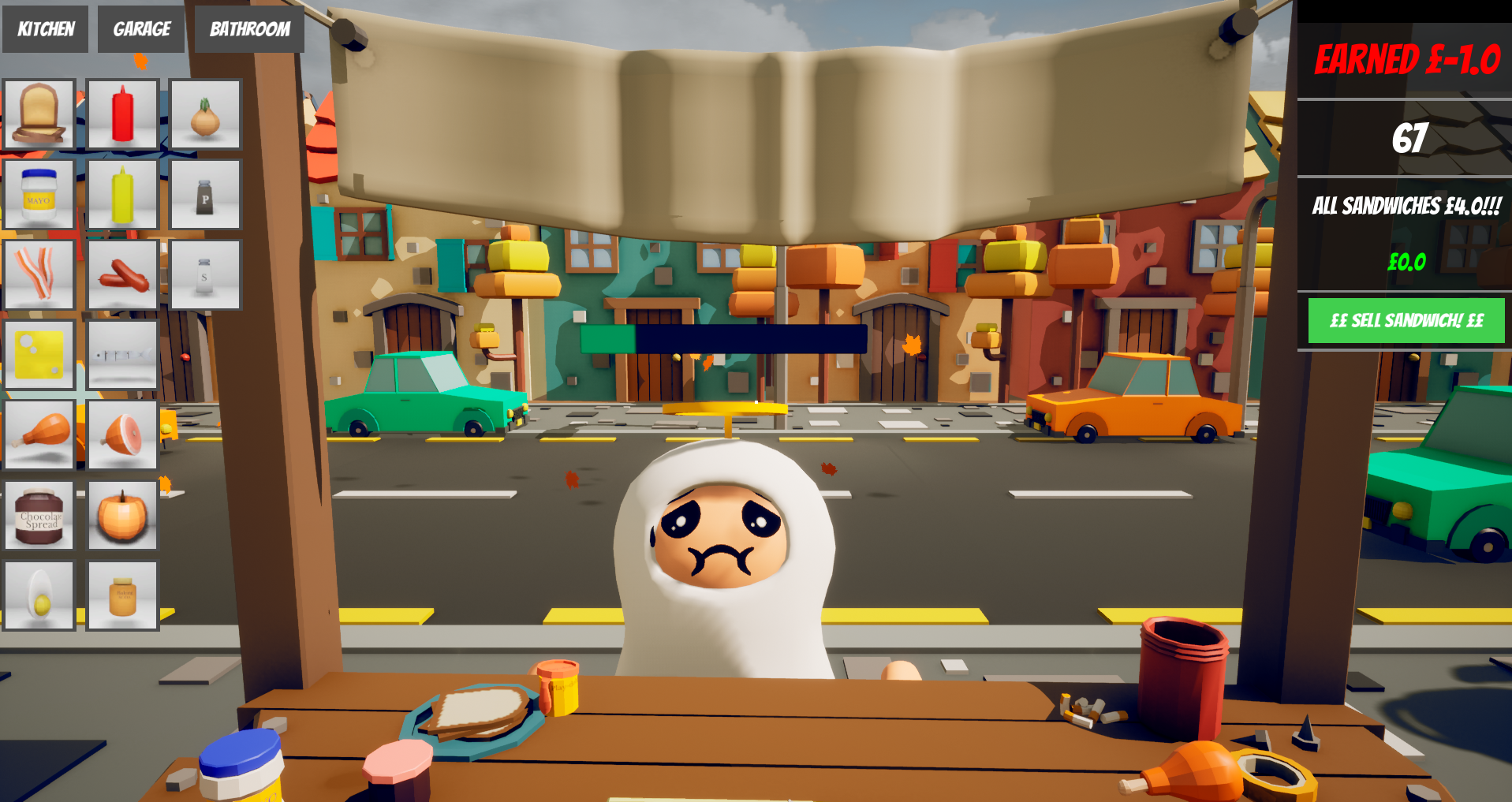 Badwiches gameplay: a customer reacting unhappily to a bad sandwich